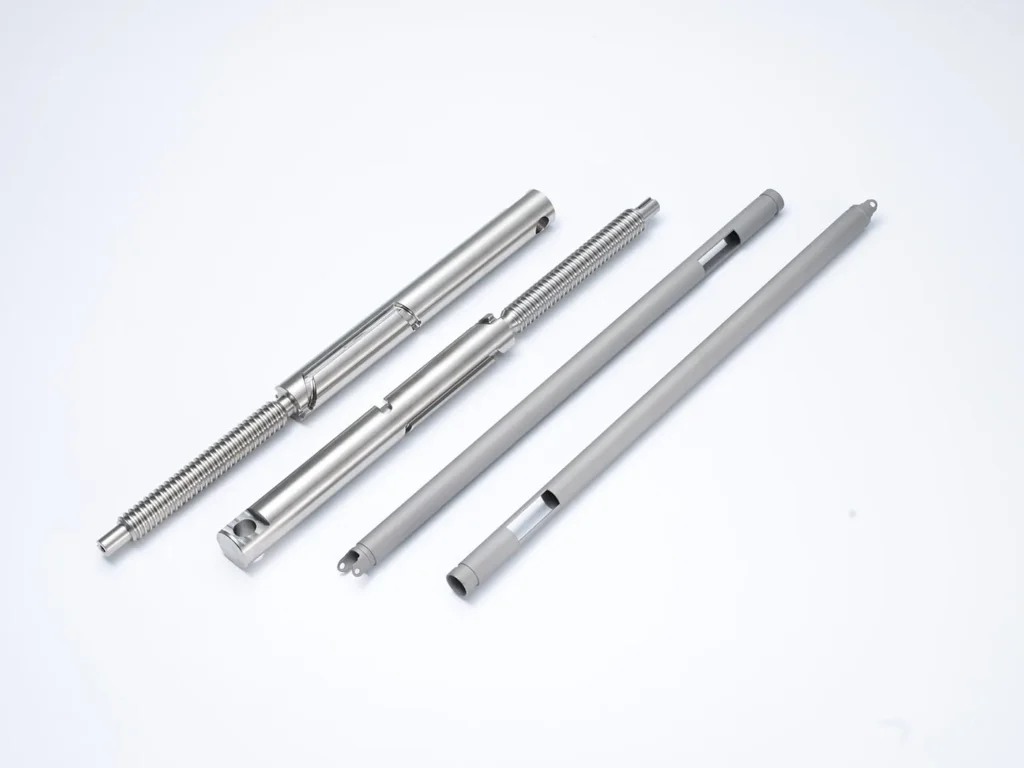 Metal shafts on white background