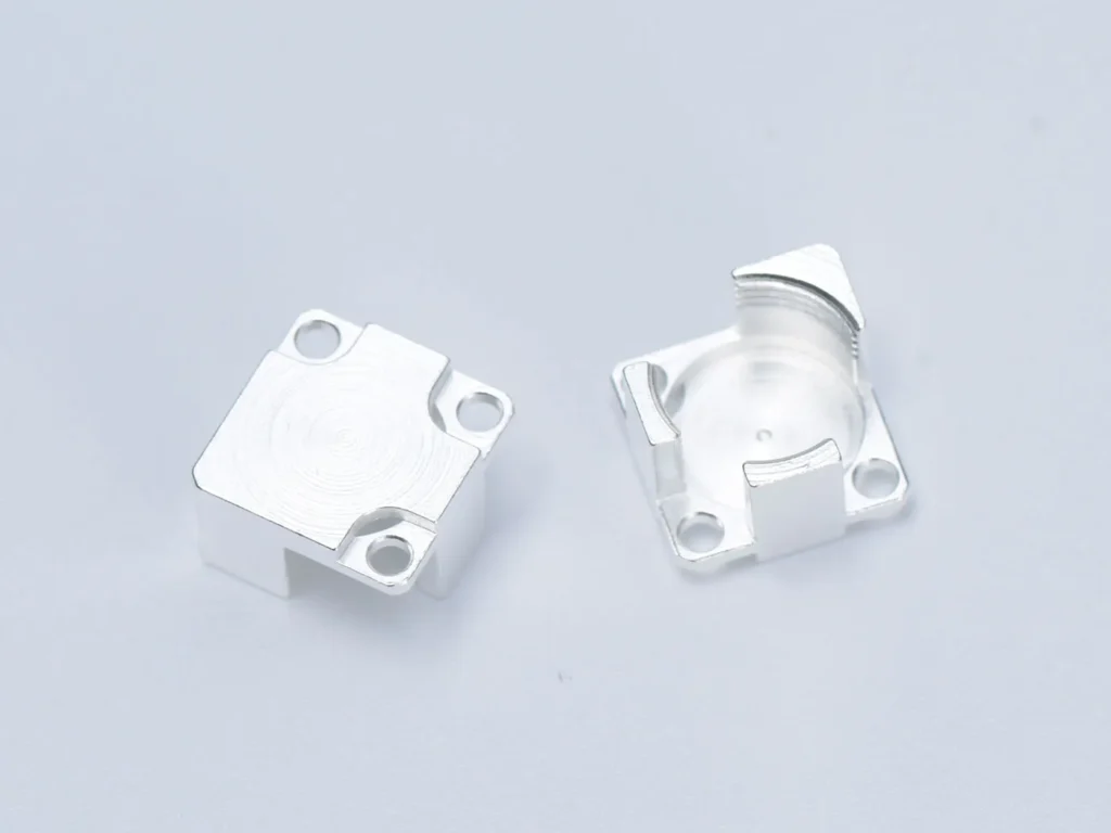 Metal parts on gray background