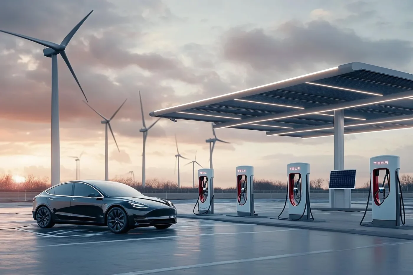 Electric car charging station.