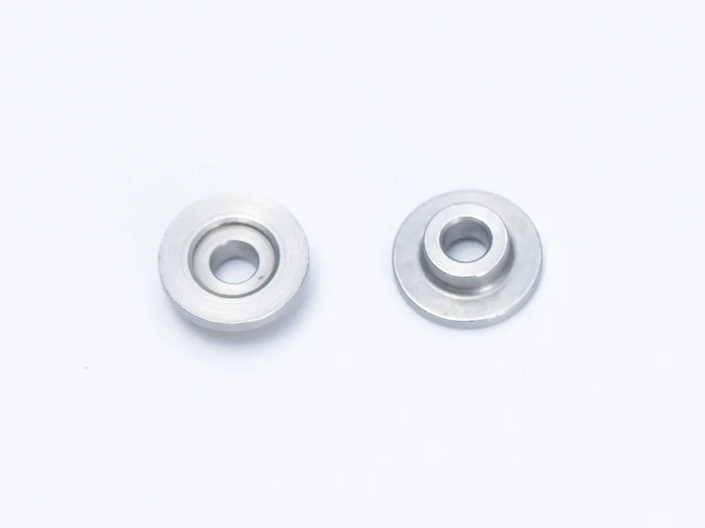 Metal washers on white background