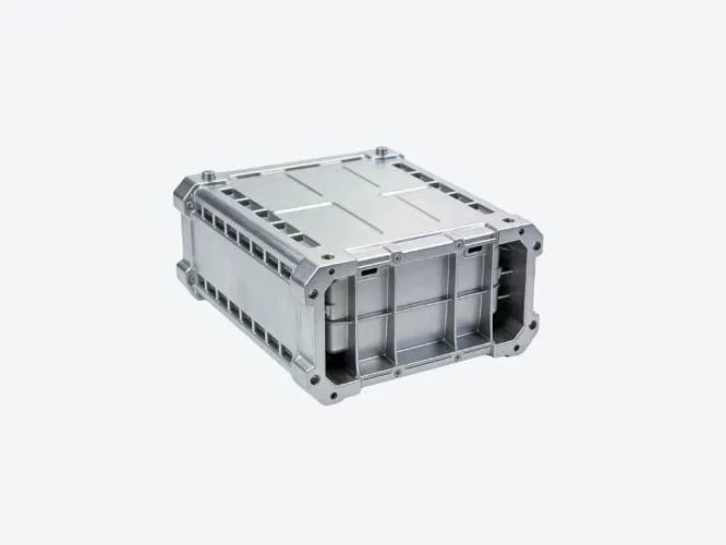 Silver metal container on white